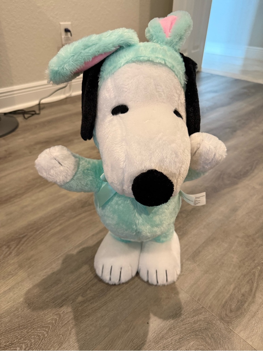 Peanuts Snoopy Plush Dog  in Mint Green and Black Easter or Spring Decoration